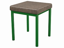 Банкетка 1-местная мягкая 380х380х420 мм 261-З.К (обивка - экокожа коричневый, м/к зеленый)
