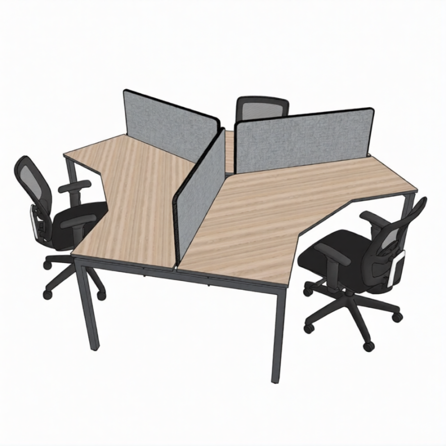 Рабочая станция 3М «НОРДЕН» 1200/600х1200/600х60° подстолье П 60x30 столешница 22 мм